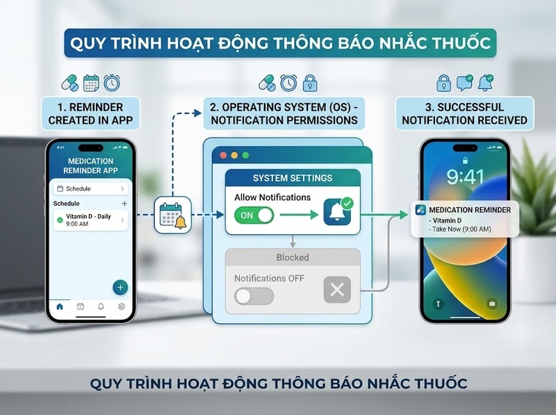 Cách bật thông báo nhắc uống thuốc để không bỏ lỡ giờ đã cài
