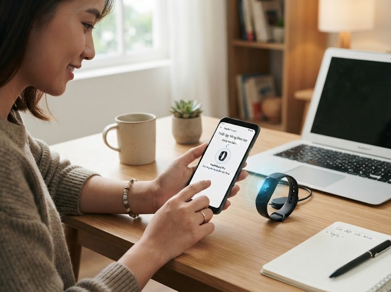 Cách kết nối vòng đeo tay với điện thoại qua Bluetooth và ứng dụng