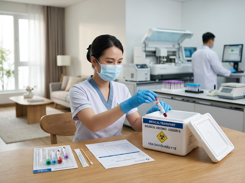 Chi phí xét nghiệm tại nhà gồm phí dịch vụ và khoản phát sinh nào?