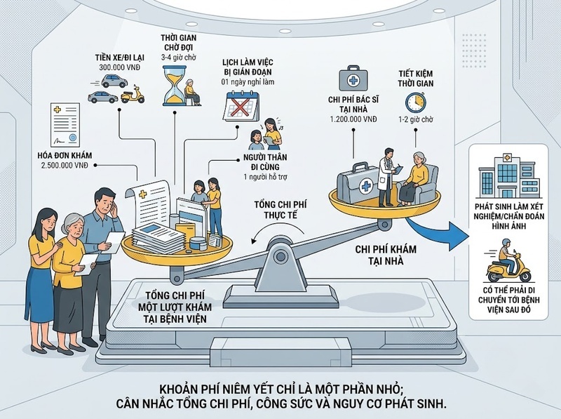 Nên khám bệnh tại nhà hay bệnh viện khi cân nhắc chi phí và tiện lợi?