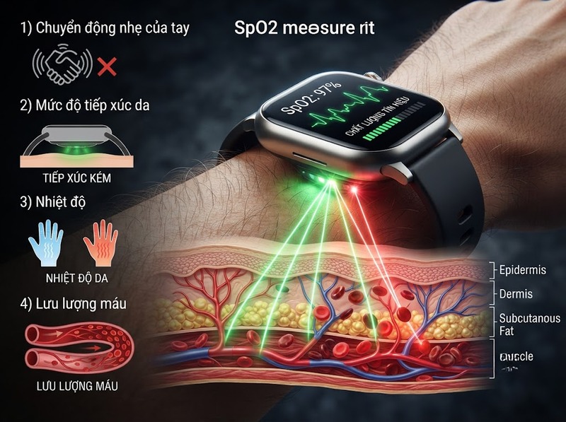 SpO2 trên đồng hồ thông minh thay đổi do đâu và khi nào cần đo lại?