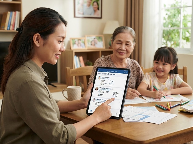 Ứng dụng sức khỏe cho gia đình nên hỗ trợ hồ sơ và chia sẻ dữ liệu thế nào?