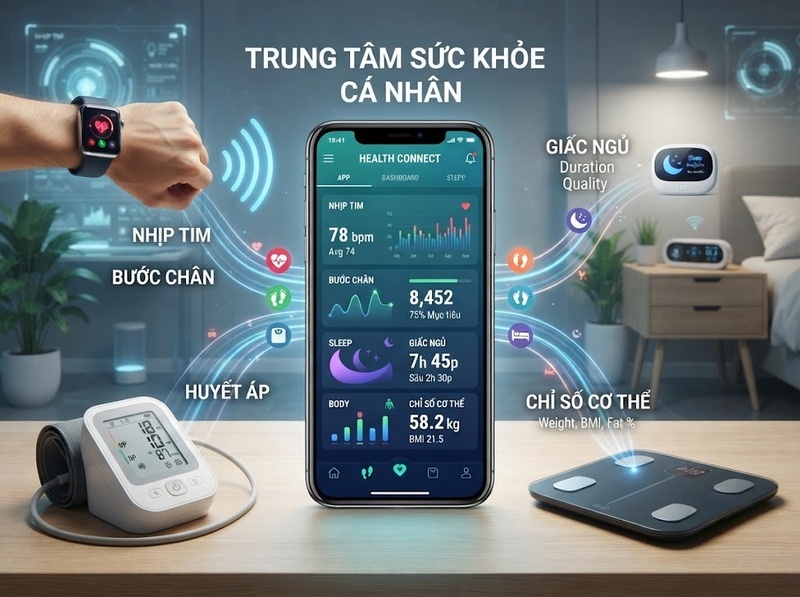 Ứng dụng sức khỏe kết nối nhiều thiết bị và tổng hợp dữ liệu thế nào?